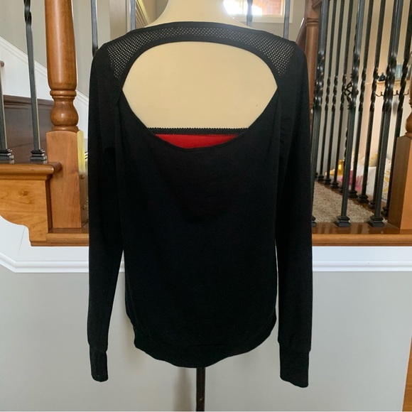 Fabletics Black Mesh Workout Top Sz L - Picture 2 of 5